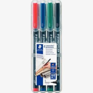 Set of 4 assorted Lumocolor permanent markers 0.4mm