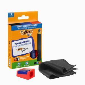 Etui de 4 marqueurs multi surfaces + taille crayon+ 1 chiffon