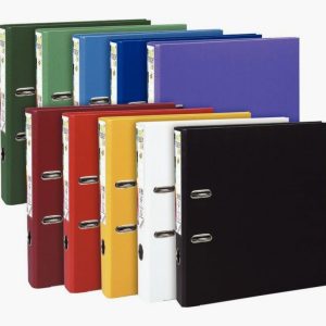 Carton de 10 classeurs à levier en plastique PREM'TOUCH format A4 maxi dos 5 cm couleurs vives assorties