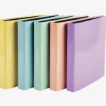 Set of 10 ring binders with 4 rings, 4 cm spine, laminated sturdy cardboard, AQUAREL, assorted colors