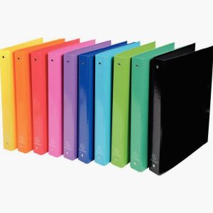 A4 Ring Binder with 4 Round 30mm Rings, Laminated Cover, Assorted Colors
