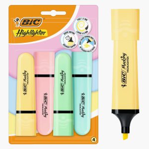 4 Surligneurs plats - coloris Pastel