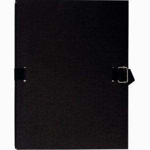 Set of 5 expandable back folders, paper-lined cardboard, black