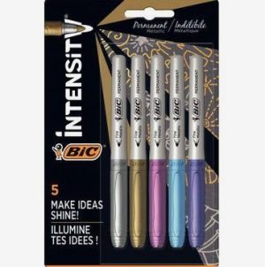 Blister de 5 marqueurs assortis metallic bic