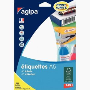 Etui de 96 étiquettes de bureau blanches, format 45x80 mm