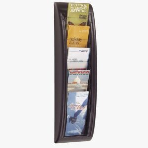 Wall-mounted organizer with 5 compartments for 1/3 A4 documents, black