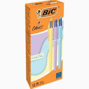 Boîte de 12 stylos bille 4 couleurs pastel assortis