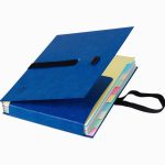 Chemise trieur à sangle velcro avec rabat, 10 compartiments, coloris bleu