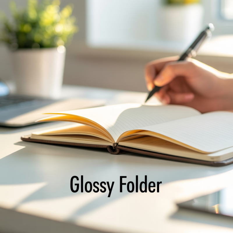 Glossy Cardboard Elastic Folder with 3 Flaps TOP FILE+, 390g, Beige – Image 4
