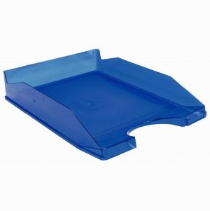 Corbeille à courrier translucide bleu foncé