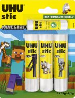 3 bâtons de colle 40g + 1 bâton de 8g Minecraft UHU