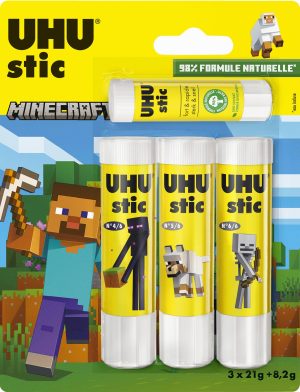3 bâtons de colle 40g + 1 bâton de 8g Minecraft UHU