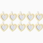 Lot de 10 cadres coeur à suspendre, en bois