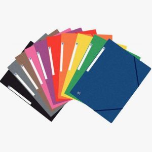 Paquet de 10 chemises 3 rabats à élastiques TOP FILE+ en carte lustrée 4/10e 390g, coloris assortis