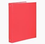 Classeur plastifié pour format A4, 4 anneaux ronds diamètre 30 mm, dos 40 mm, rouge