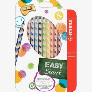 Set of 12 Easy Color Left-Handed Colored Pencils with Sharpener