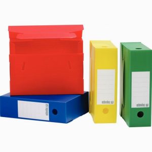 Set of 10 green archival storage boxes made of corrugated polypropylene, Size: 34x25cm with 10cm spine