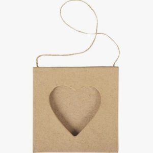 Set of 10 mini heart-shaped cardboard frames for decorating