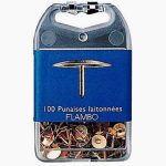 Set of 100 Gold Thumb Tacks, 9mm Diameter