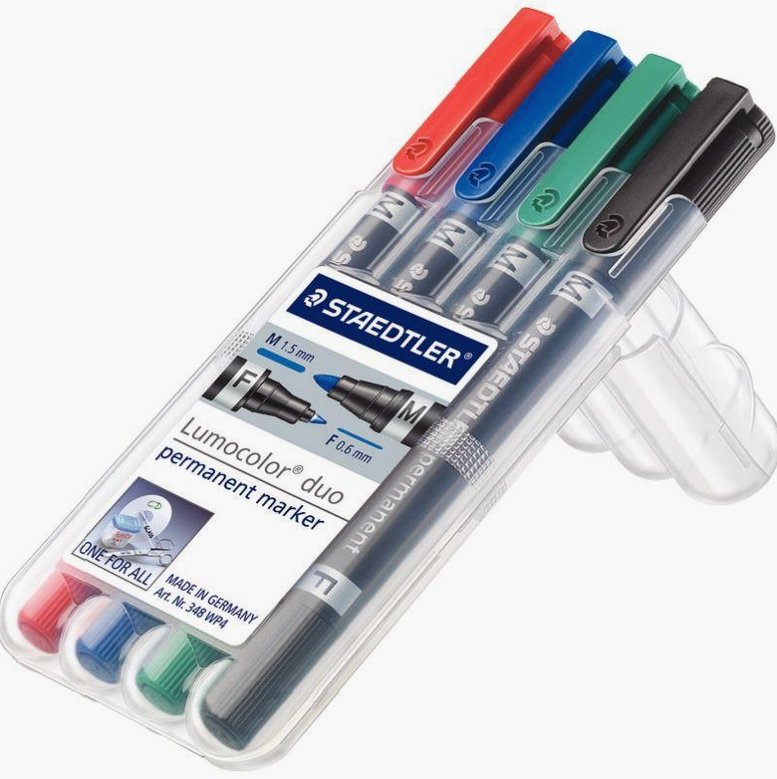 Etui de 4 marqueurs permanents Lumocolor duo assortis – Image 2