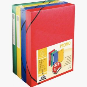 Lot de 3 + 1 boites de classement en carte marbrée, dos 40 mm