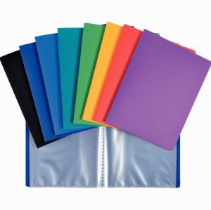 Polypropylene document folder, 17x22 cm size, 40 pockets, assorted colors
