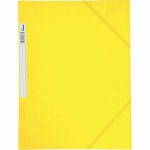 Chemise 3 rabats à élastiques + étiquette de dos coloris jaune carte grainée 5/10e 450g format 24 x 32 cm