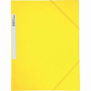 Chemise 3 rabats à élastiques + étiquette de dos coloris jaune carte grainée 5/10e 450g format 24 x 32 cm