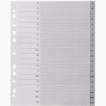Jeu de 20 intercalaires alphabétiques en polypropylène gris format A4+