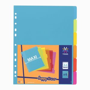 Intercalaires 6 positions A4 Maxi happy Fluo