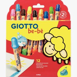 Set of 12 Jumbo Baby Crayons with Sharpener