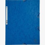 Chemise 3 rabats à élastiques en carte lustrée 400g, bleu