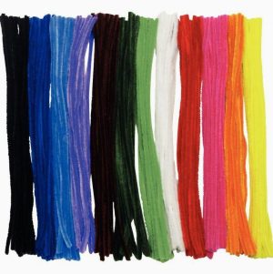Sac de 180 chenilles diamètre 6mm longueur 30cm, 12 coloris assortis