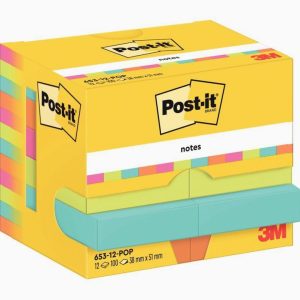 Set of 12 sticky note pads, 100 sheets each, 38 x 51 mm, Poptimistic Collection, Post-it