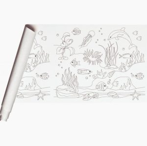 Ocean Mural Roll for Painting, Pre-Drawn Design, 10 x 0.5 m, 120g REH Paper