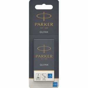 10 cartouches d'encre pour stylo plume bleue Parker longues Quink