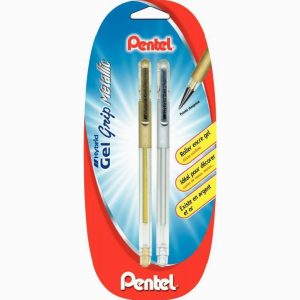 2 stylos encre gel rollers Grip métallique Pentel
