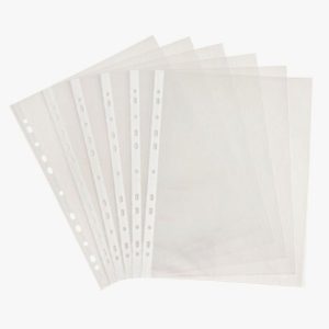Sachet de 100 pochettes perforées en polypropylène grainé 5/100ème format A4 à classer