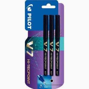 3 rollers V7 Hi-Tecpoint pointe moyenne 0,7mm noir Pilot