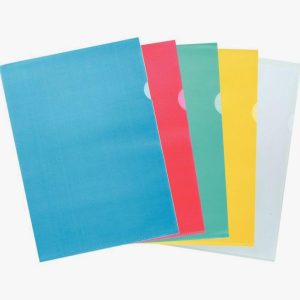 Boîte de 100 pochettes coin en polypropylène 12/100e, coloris assortis