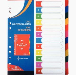 Set of 12 polypropylene dividers 30/100mm, A4+ size