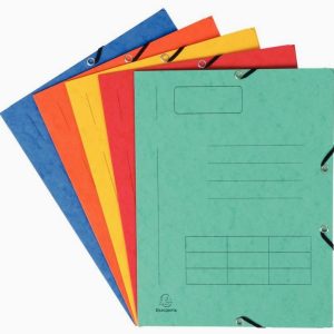 Set of 10 Glossy Cardboard Folders with 3 Flap and Elastic Closure, Pre-Printed, 4.5/10 Thickness