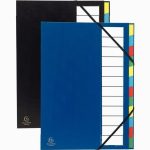Rigid Organizer Folder, expandable spine, 12 sections, assorted colors
