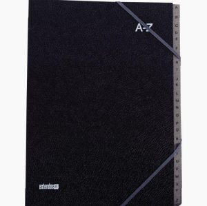 Black Textured Cover File Organizer, 26 Alphabetical Sections
