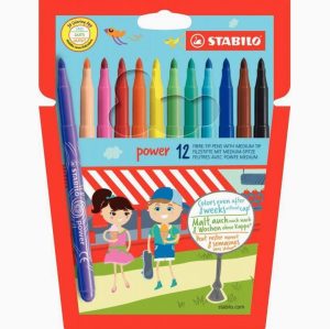 Set of 12 Assorted Medium-Tip Power Felt Pens