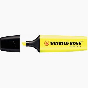 Set of 10 yellow chisel tip highlighters STABILO BOSS