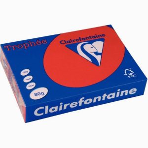 Ramette de 500 feuilles de papier 80g de format A3 rouge groseille TROPHEE CLAIREFONTAINE