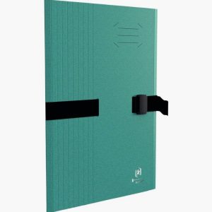 Two-tone RECYC+ Strap Binder with Clip and Flap, Green Color