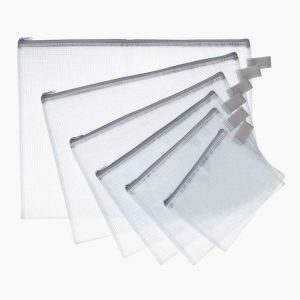 Reinforced PVC Zip Pouch 26 x 34.5 cm, Semi-Transparent